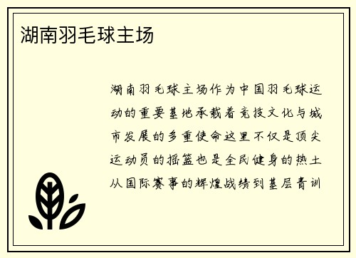 湖南羽毛球主场